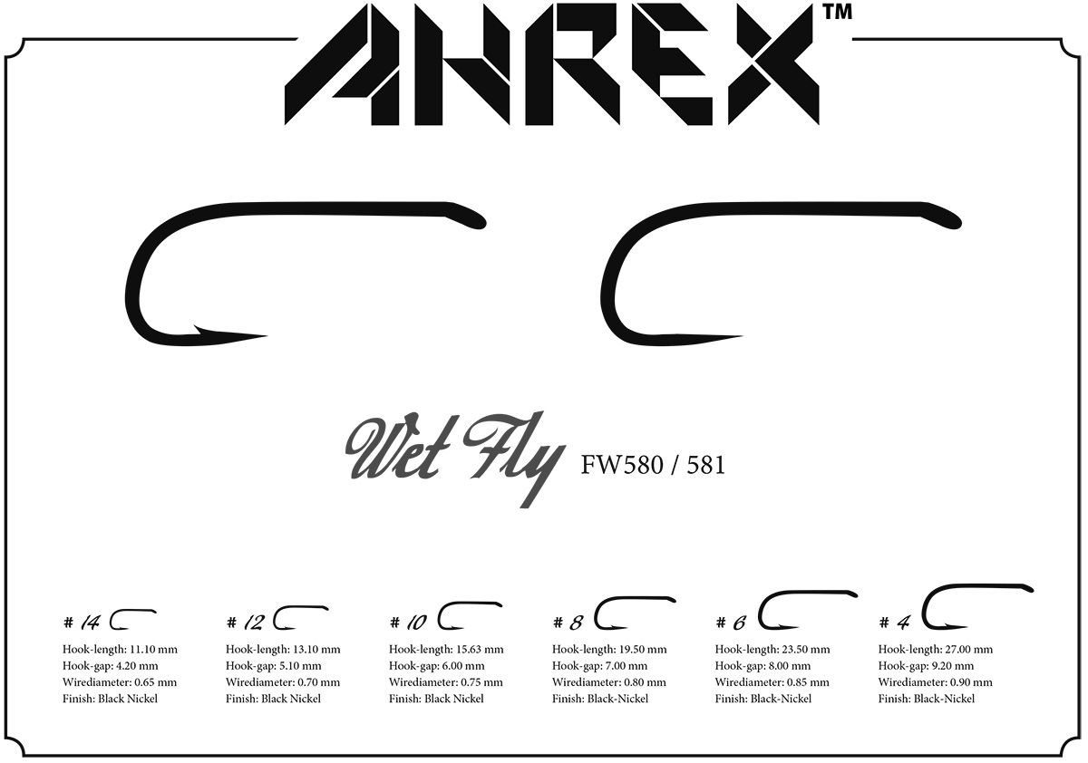 Ahrex Fw581 Wet Fly Hook Barbless #14 Trout Fly Tying Hooks